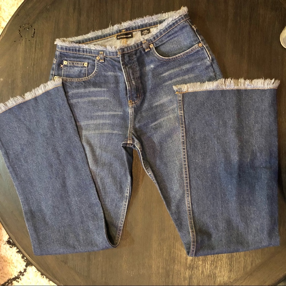 Express Vintage flare jeans frayed/fringed hems